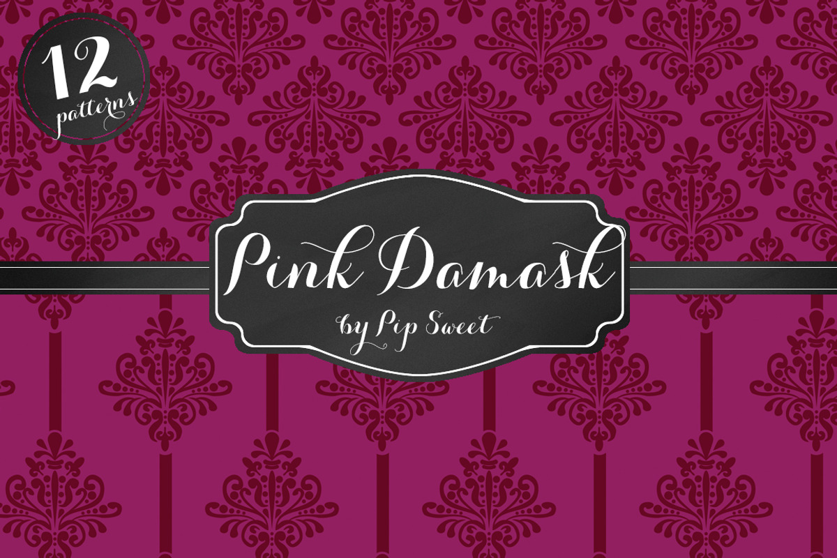 Pink Damask 12 Pattern Set