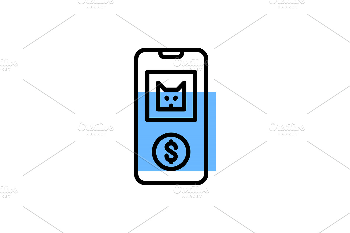 Game assets store color line icon, an Illustration by Backwoods_studio