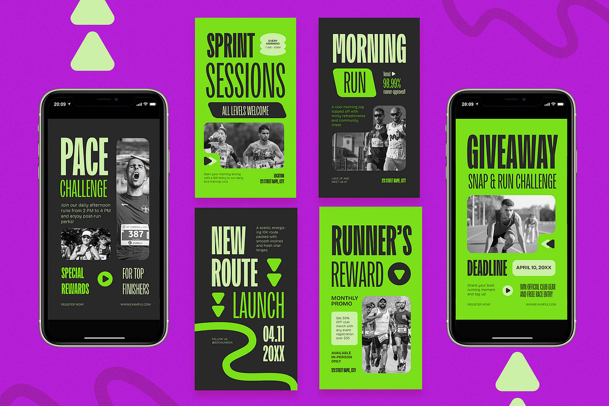 Running Club Instagram Pack, a Social Media Template by Aiyari Graphic (Photo 3 of 3)