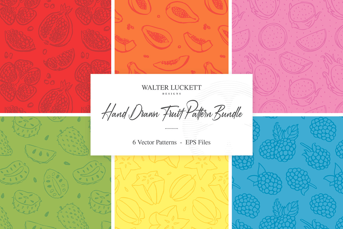 Hand Drawn Fruit Pattern Bundle, a Pattern Graphic by Walter Luckett Designs (Photo 1 of 10)