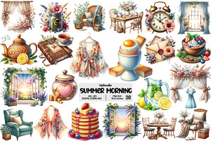 Summer Cottagecore Morning Clipart, an Illustration by Pixels.Craft
