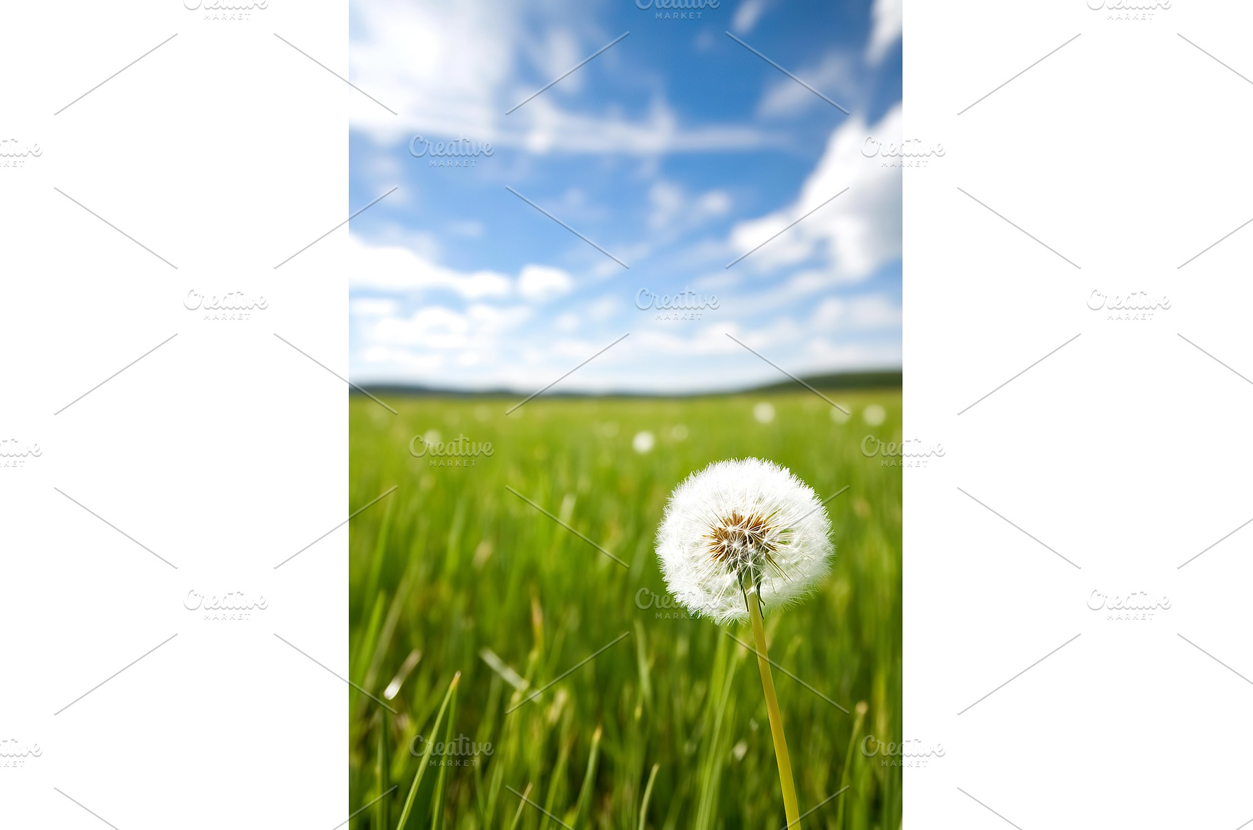 Dandelion in a vast green field, a Nature Photo by Lermont51