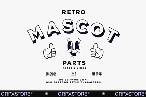 Retro Mascot Parts | Faces & Limbs