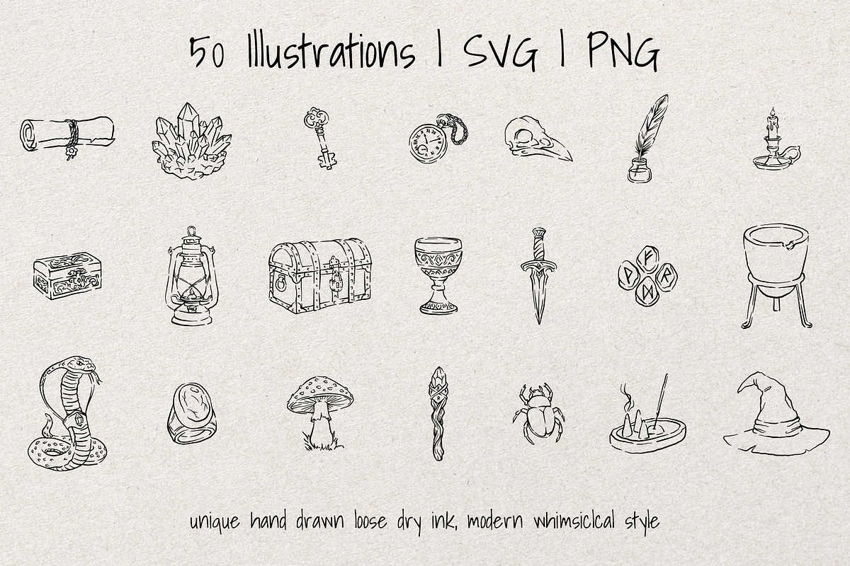 Mystical Whimsical Sketch Bundle, a Decorative Illustration by Artalia (Photo 3 of 5)