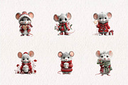 Christmas Mouse Clipart Set, a Seasonal Illustration by CreationArt (Thumbnail 3 of 7)
