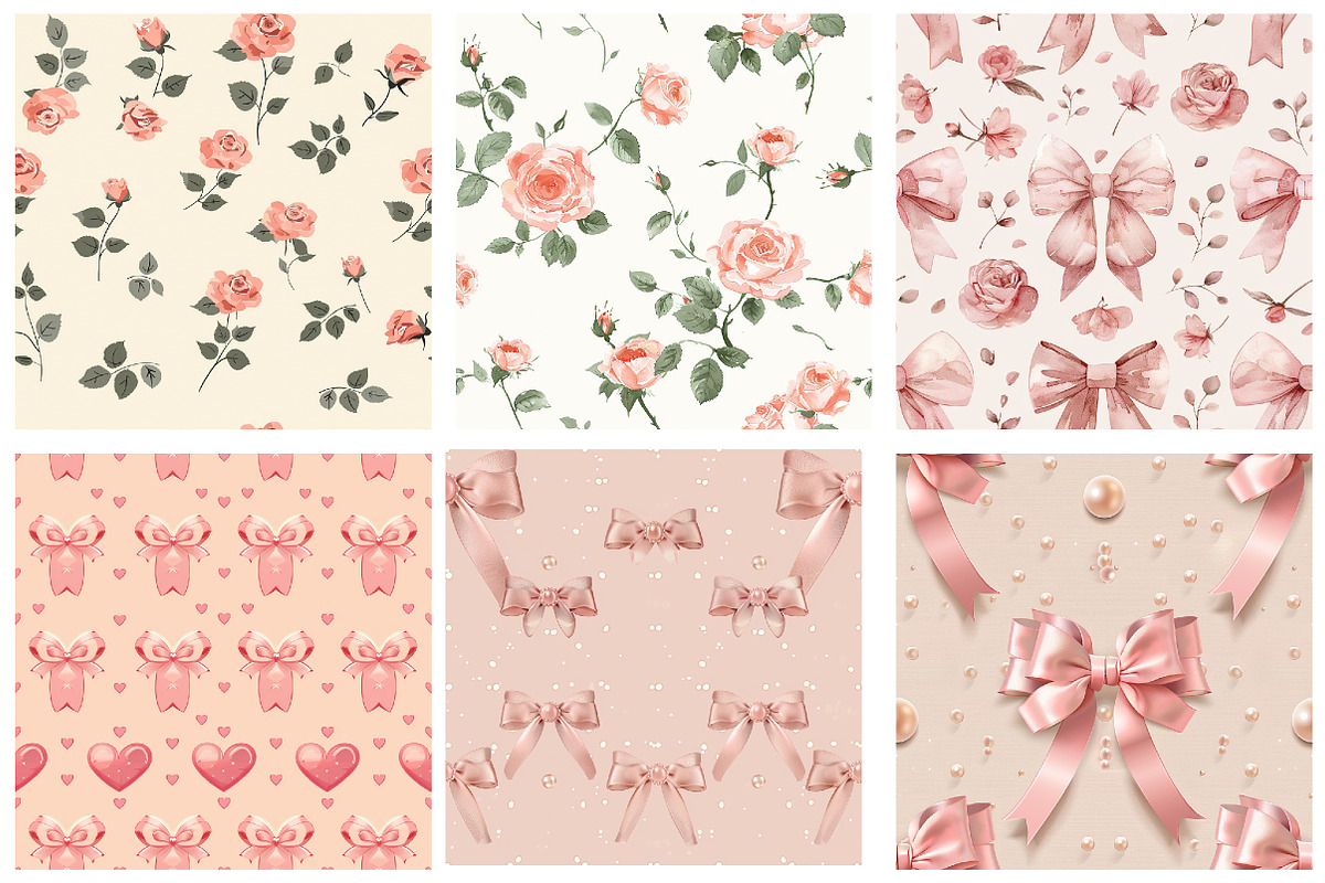 Coquette Seamless Patterns, an Illustration by DreamArtGraphic (Photo 5 of 5)