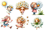 Watercolor Daisy Flower Girl, an Illustration by Designworld (Thumbnail 2 of 5)