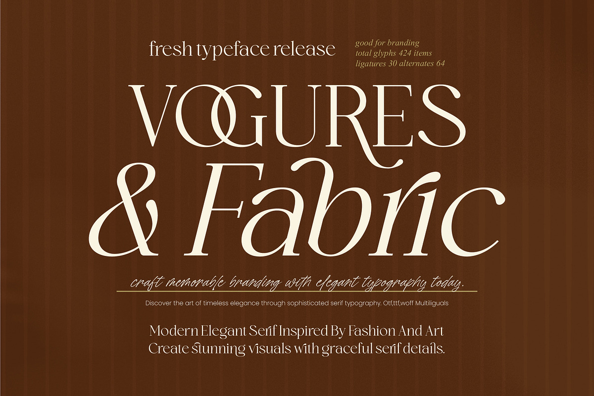 Vogures Fabric Modern Elegant Serif, a Serif Font by timelesstype.co (Photo 1 of 10)