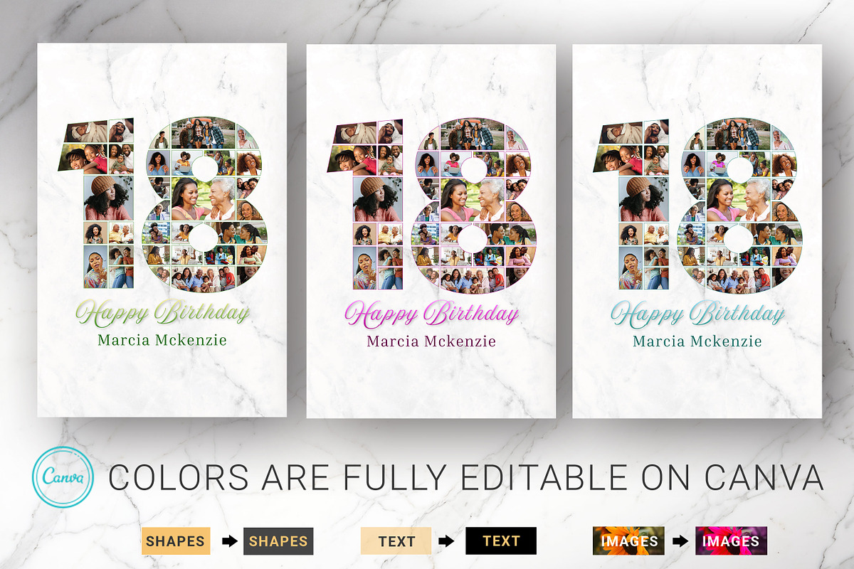 18th Birthday Photo Collage Poster, a Poster Template by Godserv Designs (Photo 8 of 14)