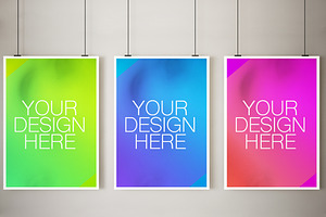 Three Hanging Poster Mockup