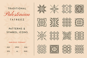 Palestinian Tatreez Pattern Icons, an Outline Icon by Buqancreative