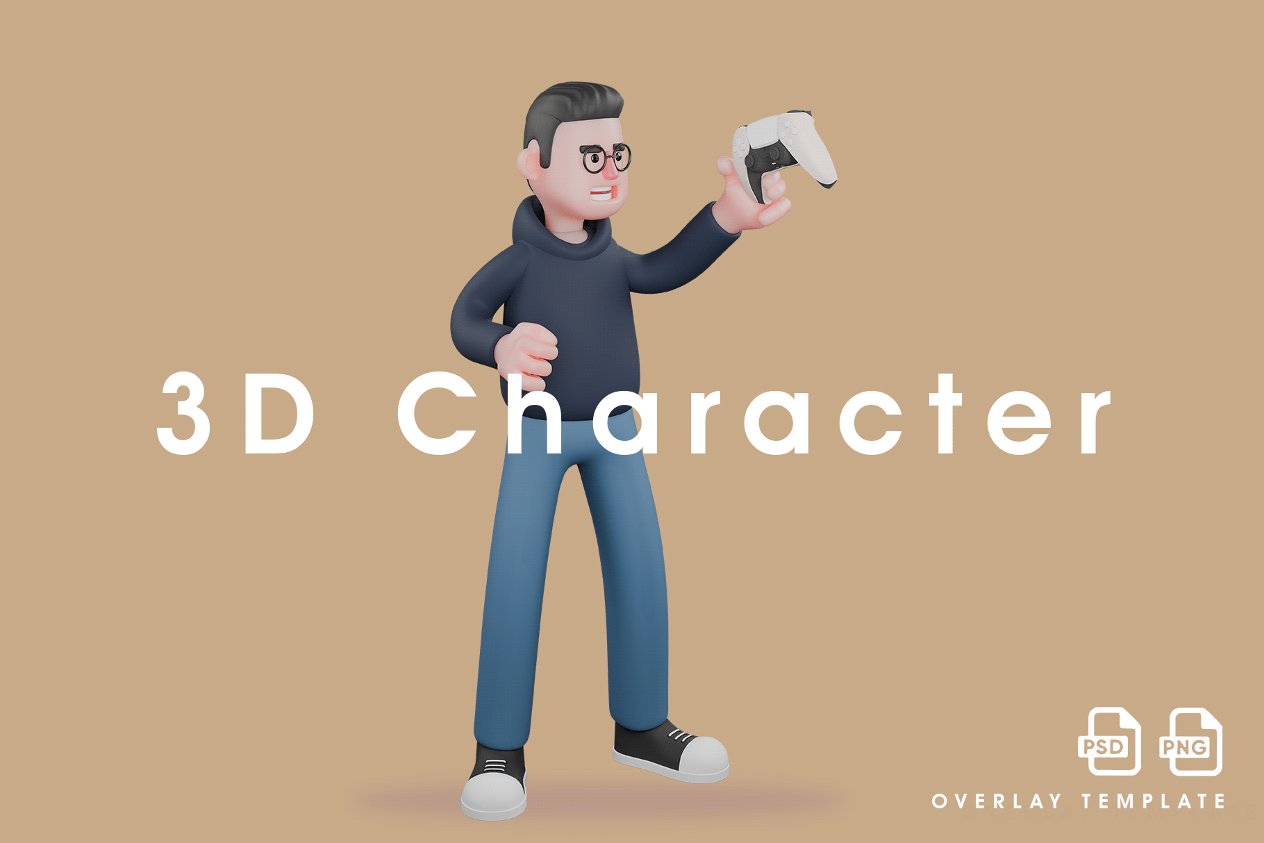 programmer hold game stick, a Person Illustration by overlaytemplates