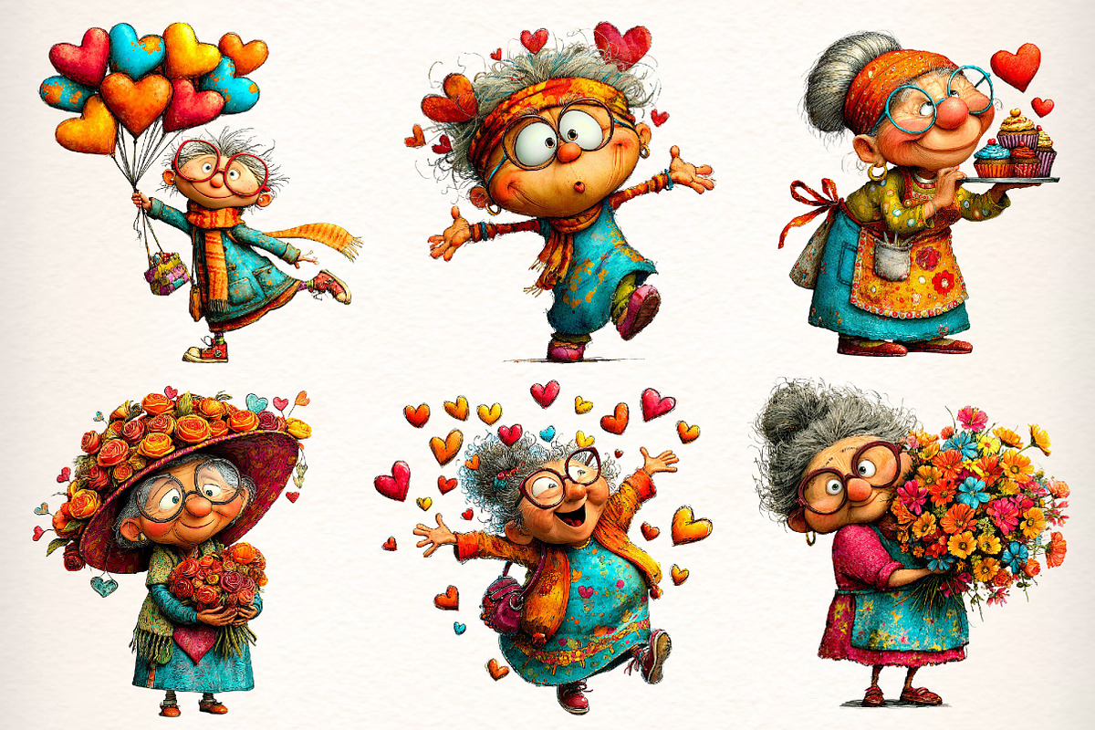Quirky Elderly Valentine Woman, an Illustration by Dream Creation (Photo 4 of 8)