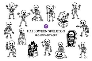 Funny Halloween Skeleton Clipart.