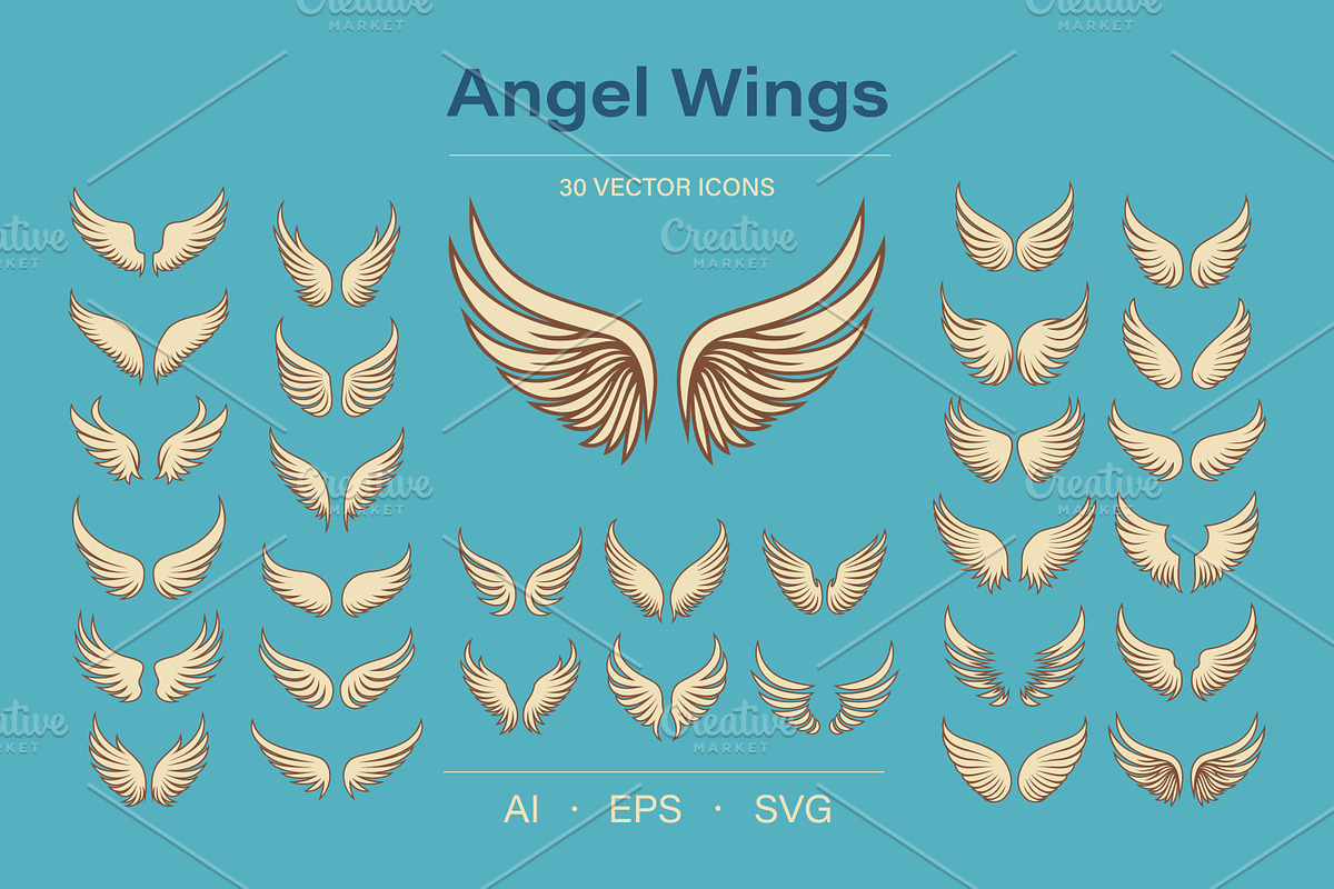Angel Wings Vector Set, a Decorative Illustration by Gomolach (Photo 1 of 3)