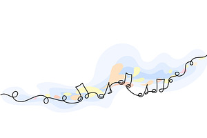 Musical notes. Horizontal web banner, an Object Illustration by Valenty