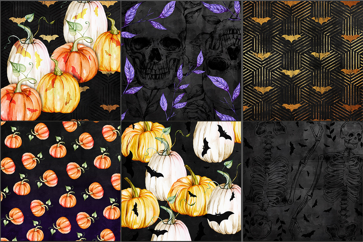 12 Halloween digital papers, a Pattern Graphic by PixelJungle