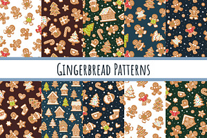 Christmas Gingerbread Pattern Set