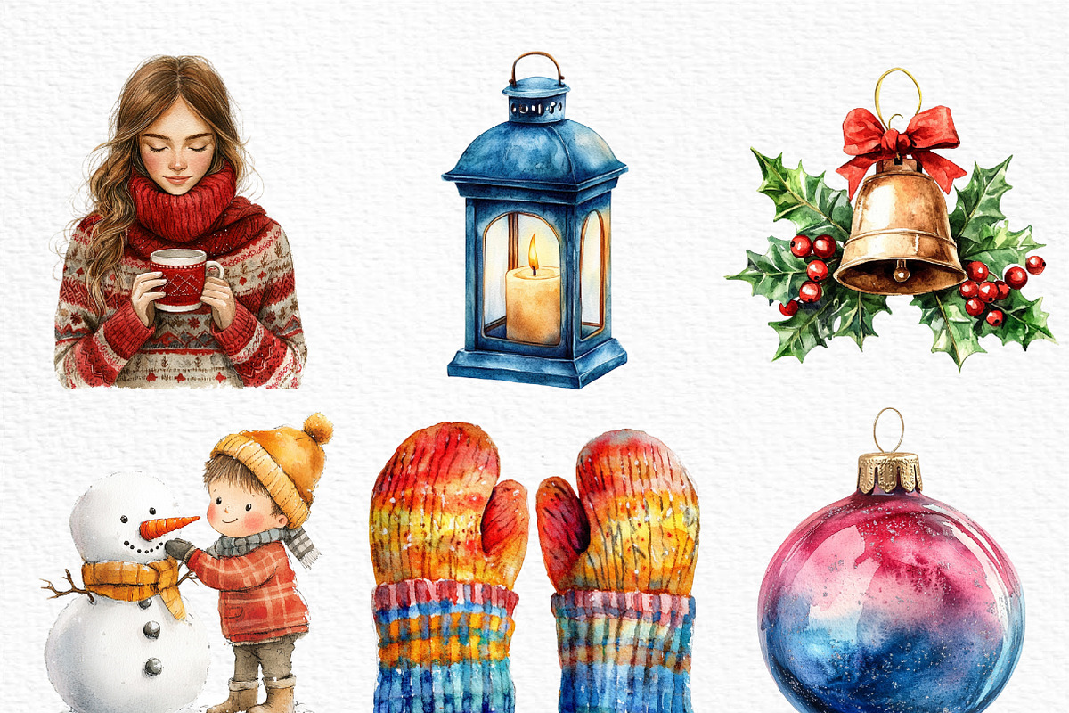 Cozy White Christmas Clipart, an Illustration by Craft Nest (Photo 4 of 6)