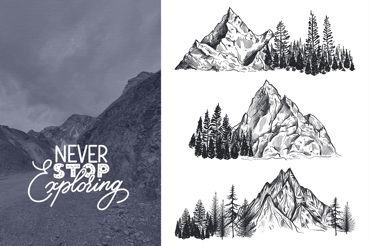 Mountains Vector Set, an Illustration by Molly art (Photo 4 of 13)