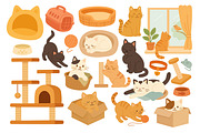 Cute Cats Clipart Set, an Animal Illustration by ananastya (Thumbnail 2 of 3)