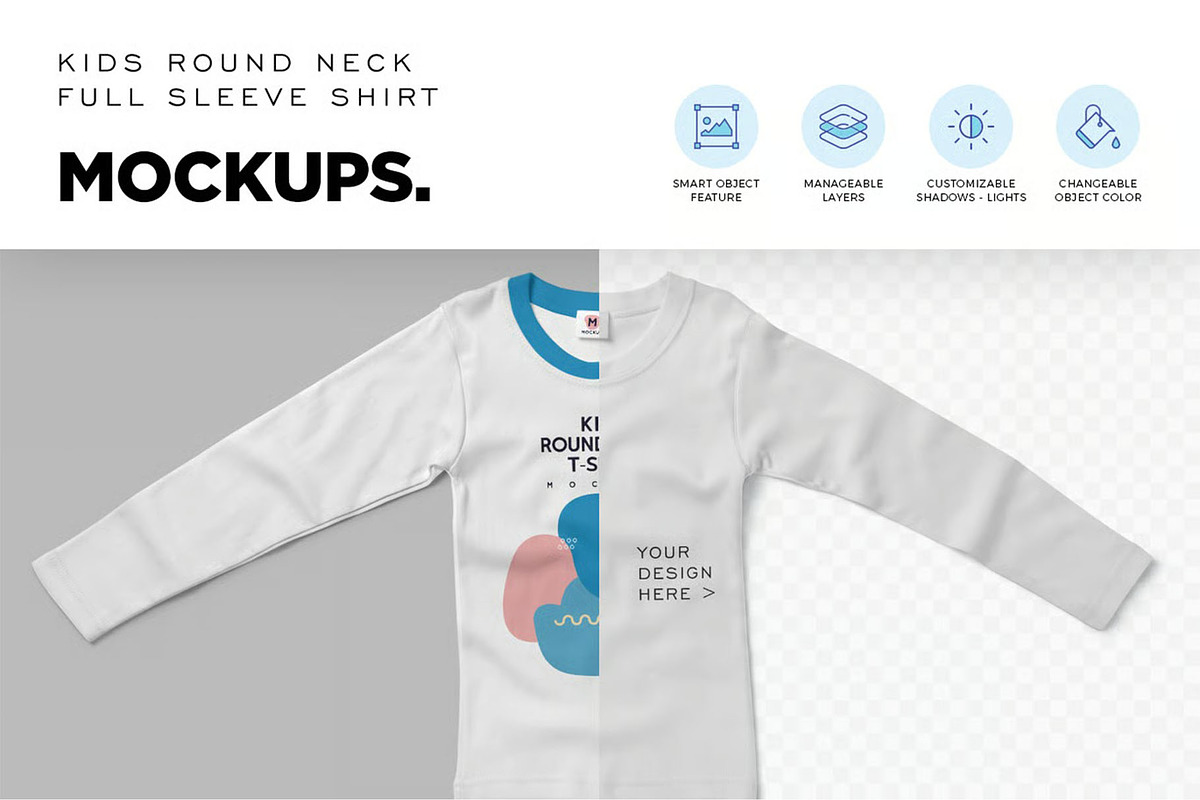 Kids Full Sleeve Tshirt Mockups, a Shirt Mockup by megostudi0 (Photo 6 of 7)