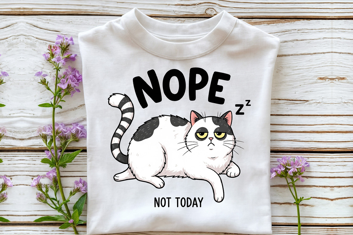 Funny Cat Design, Nope Not Today Cat, an Illustration by DreamCafeArt (Photo 6 of 6)