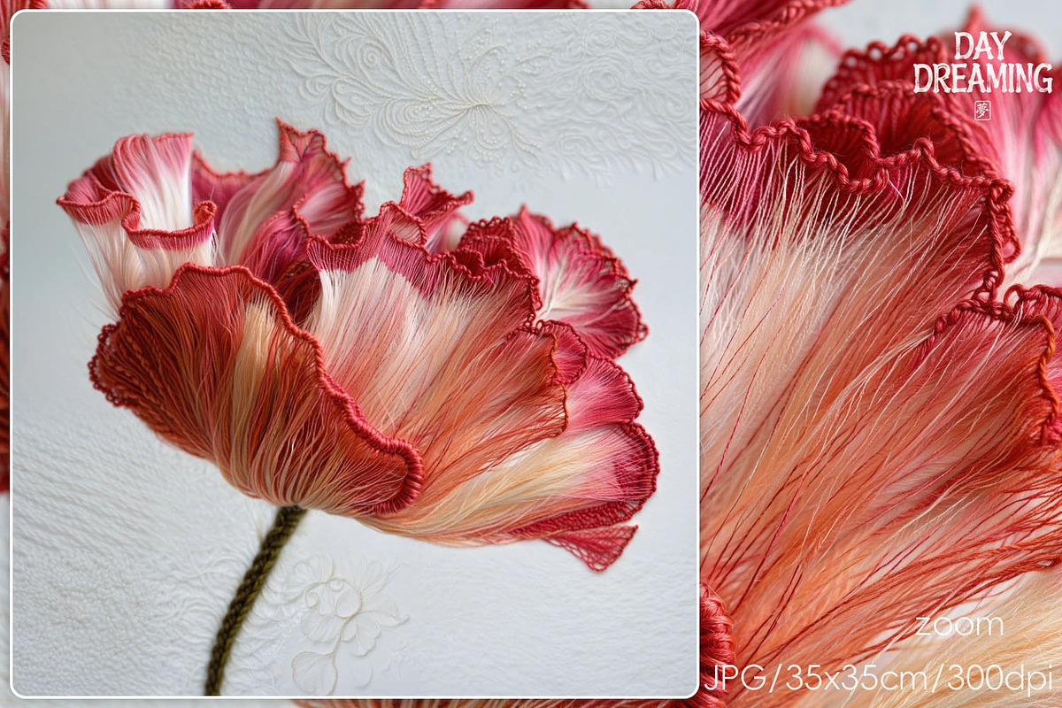 Delicate Silk Poppy Embroidery Art, a Decorative Illustration by yahu88studio (Photo 6 of 7)