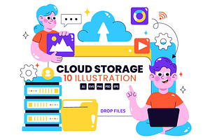10 Cloud Storage Illustration, a Technology Illustration by denayunebgt