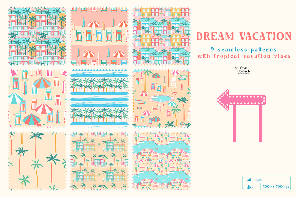 Dream Vacation Vector Collection, a Seasonal Illustration by Olya Haifisch (Photo 3 of 12)