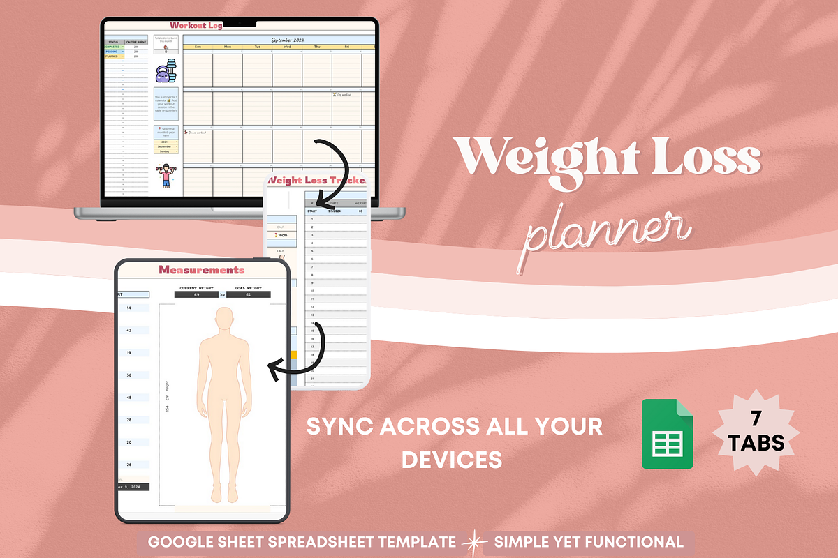 Spreadsheet Weight Loss Planner, a Templates & Theme by bellaROSEworkshop (Photo 2 of 6)
