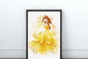Princess Belle Watercolor Art