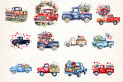 watercolor Floral Truck 4th of july, an Illustration by DreamCafeArt (Thumbnail 2 of 5)
