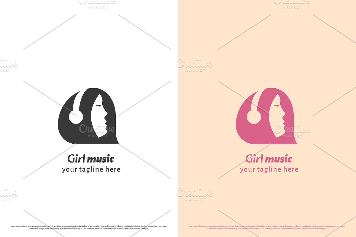 Music Girl Logo Design Illustration, a Branding & Logo Template by Morvana Crew