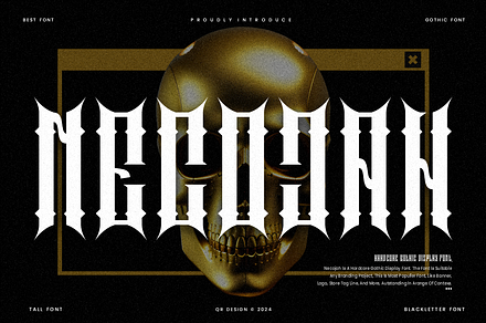 Necojah - Hardcore Gothic Font, a Blackletter Font by QR Design Studio