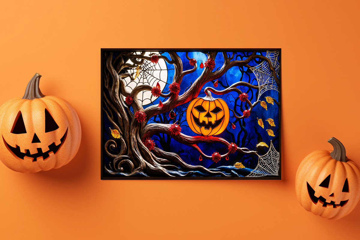Halloween stained glass background, a Background Graphic by Forhadx5 (Photo 2 of 10)