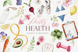 Watercolor Clipart - PRETTY HEALTH, an Illustration by Beigetime