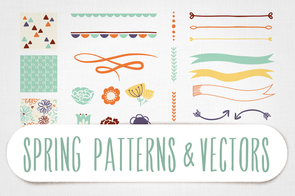 Spring Patterns & Vectors, a Background Graphic by tomodachi studio