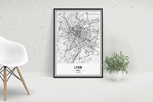 France City Street Maps - Print Art