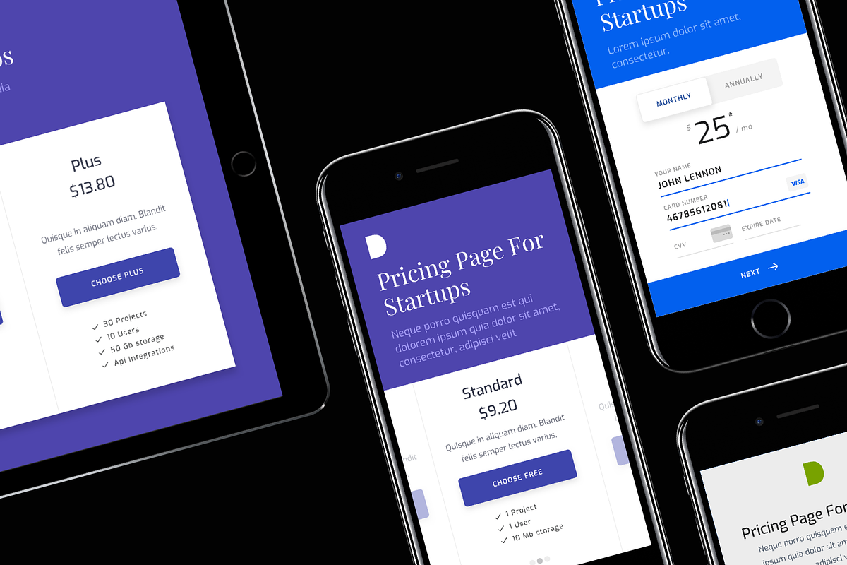Simple Pricing Page Templates 01, an App Template by DesignBoard (Photo 2 of 13)