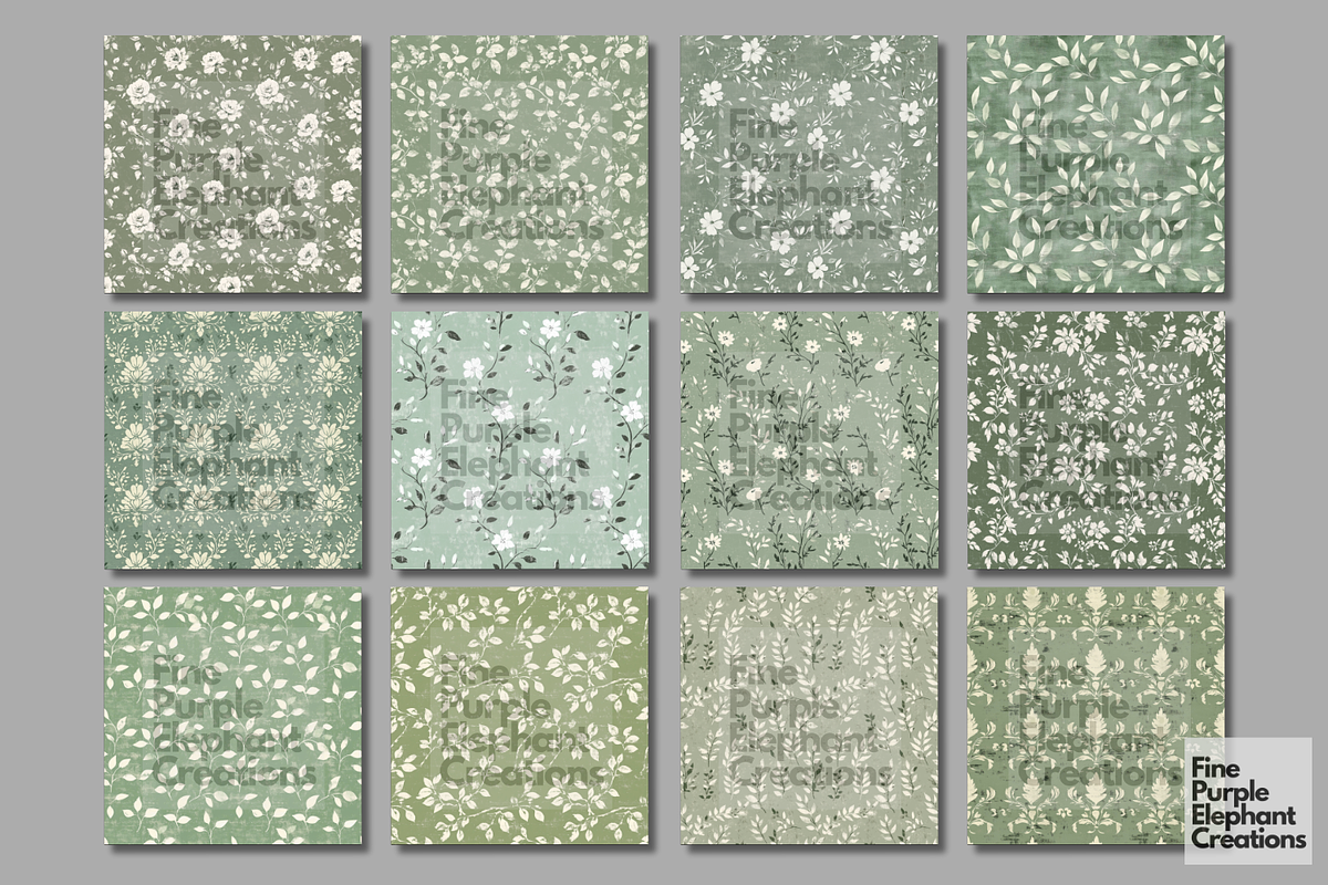 Sage Green Distressed Cottagecore, a Pattern Graphic by Fine Purple Elephant (Photo 5 of 5)