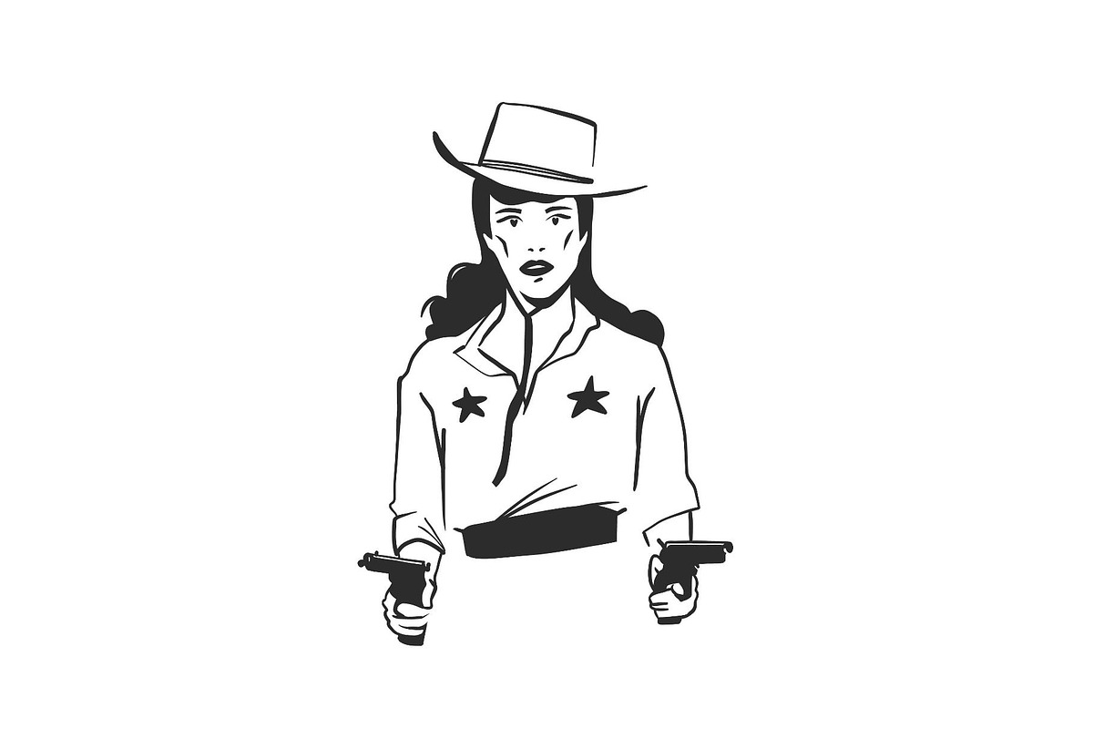 Cowgirl in hat with gun graphic, a Person Illustration by Anastasy_helter (Photo 3 of 3)