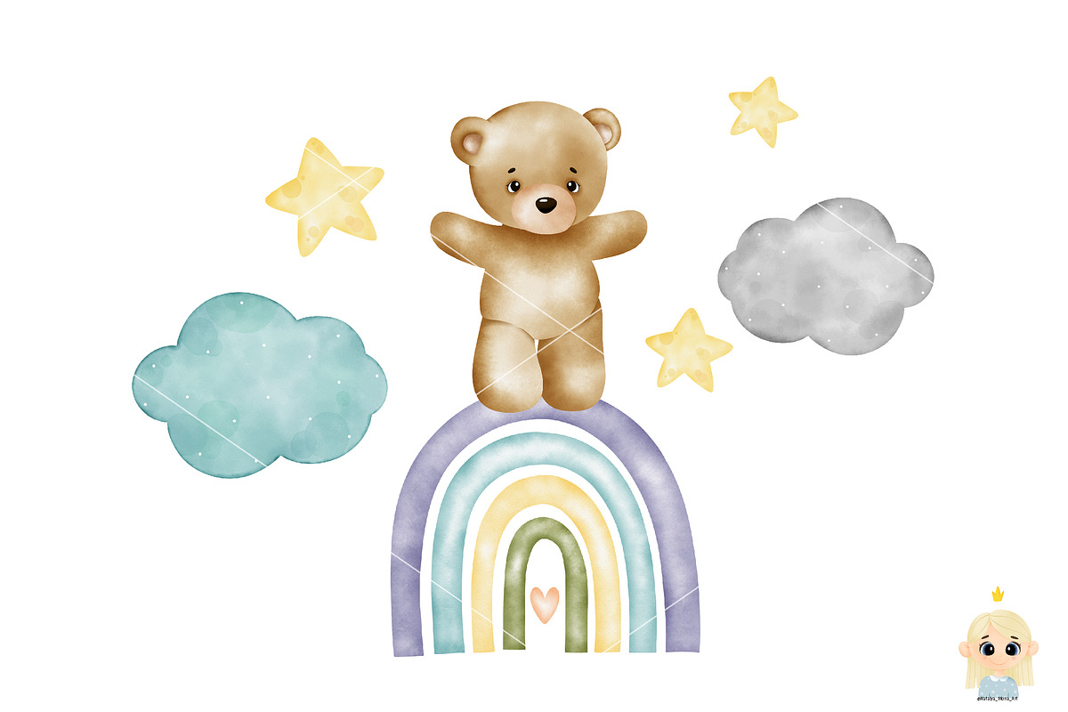 Baby Boy Watercolor clipart, an Animal Illustration by Natalya_Mona_Art (Photo 7 of 10)