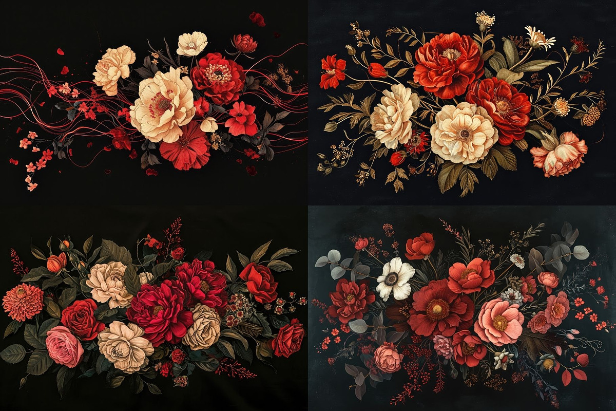 12 Dark Botanical Backgrounds, a Decorative Illustration by HipFonts (Photo 4 of 4)