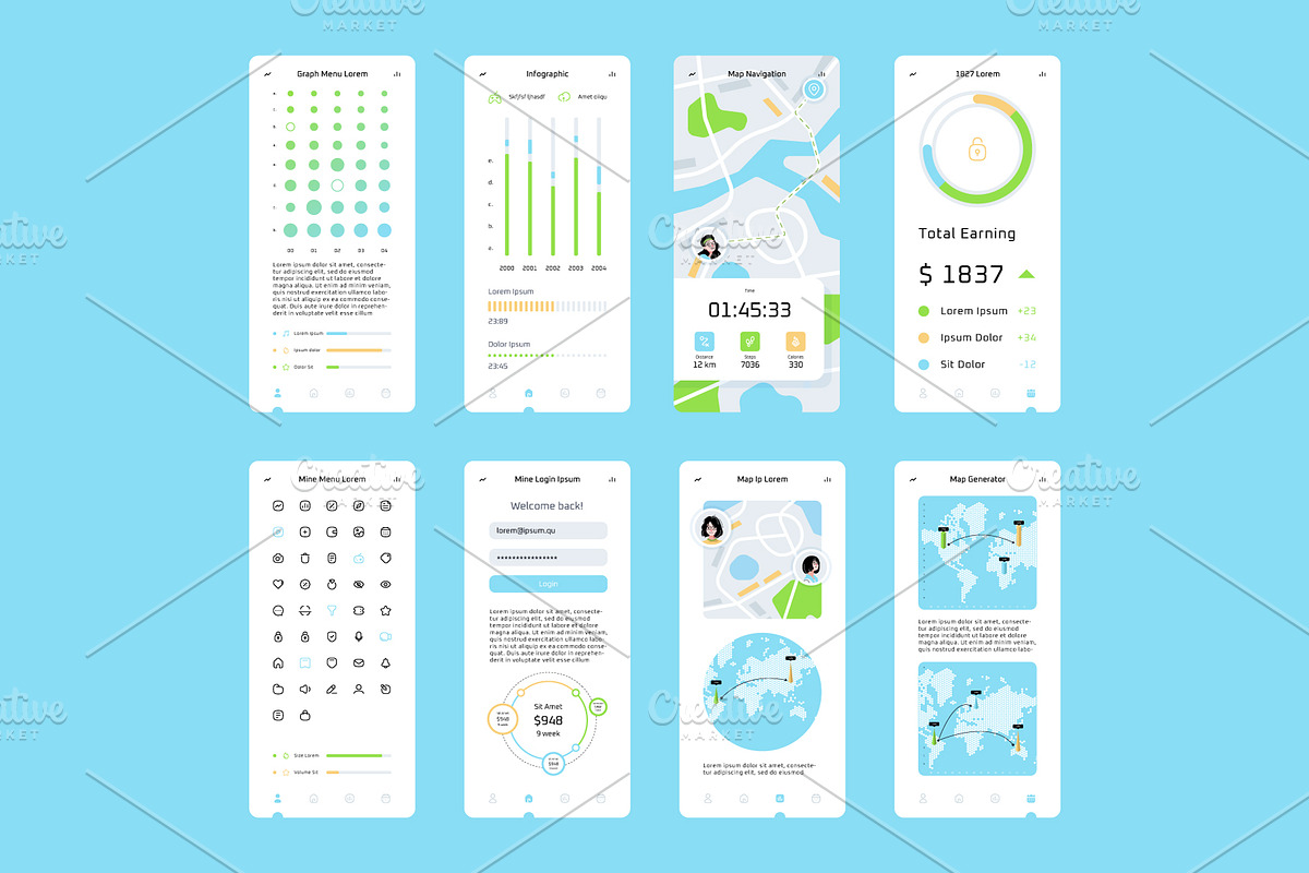 map with infographics and statistics, a Templates & Theme by fet