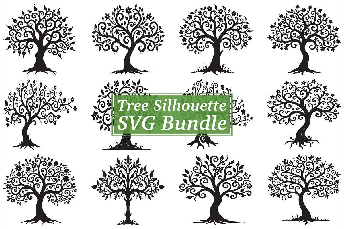 Detailed Tree Silhouette SVG Bundle, an Illustration by Amazin_art (Photo 1 of 13)