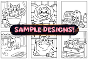 Bold Easy Cat Moments Coloring Pages, an Animal Illustration by Craftsbeefy (Thumbnail 2 of 4)