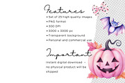Pink Halloween Clipart Bundle, an Illustration by Mashimara (Thumbnail 3 of 4)