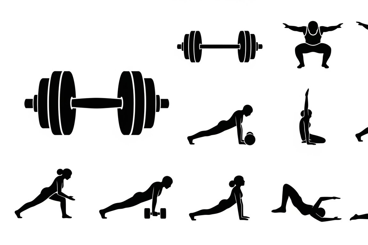 Fitness Workout Silhouette Icon Set, an Illustration by musafir_fashion (Photo 5 of 51)