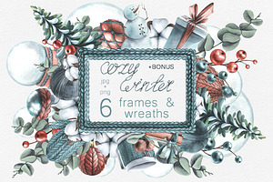 Cozy Winter Watercolor Frames, a Marketing Template by NATASHA CHU